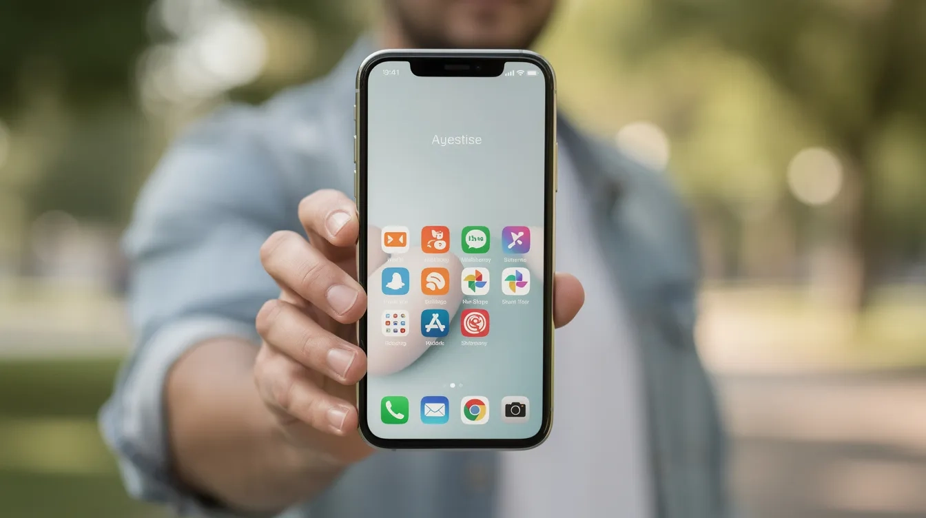 A person is holding a smartphone outdoors, displaying a simple home screen, which may include social media apps and internet connectivity options. This scene highlights the importance of mobile data usage and staying connected while enjoying the outdoors.